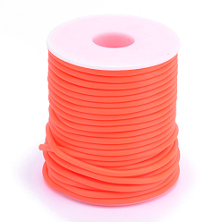 Orange Red Hollow Pipe PVC Tubular Synthetic Rubber Cord, Wrapped Around White Plastic Spool, Orange Red, 2mm, Hole: 1mm, about 54.68 yards(50m)/roll