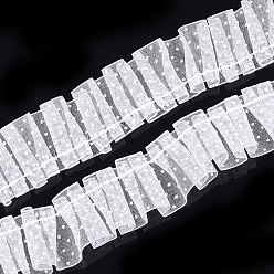 Белый Печатные ленты из органзы, плиссированная лента с двойными оборками, полька точка рисунок, белые, 27~30 мм, 30 м / пачка