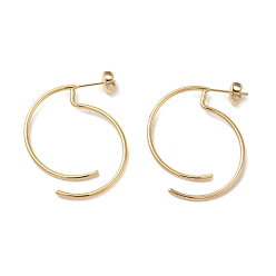 Real 18K Gold Plated 304 Stainless Steel Dangle Stud Earrings for Women, Real 18K Gold Plated, 38.5x1.5mm