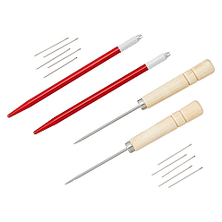 Цвет Древесины Набор инструментов для укоренения волос кукол, включают 2шт деревянные шила, 10шт. вентиляционные иглы, 2шт крючок для вязания, аксессуары для инструментов для кукол, деревесиные, 4.3x0.1 см