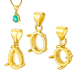 Mixed Shapes 3Pcs 3 Styles Brass Pendant Cabochon Settings, Golden, Mixed Shapes, Tray: 5.5~7x4~5.5mm, 12~14x8~10.5x5~5.5mm, Hole: 4.5~5x3~3.5mm, 1pc/style