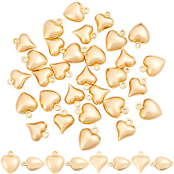 Chapado en Oro Real 18K 30 piezas 2 estilos 304 colgantes de acero inoxidable, encanto del corazón, revestimiento de iones (ip), real 18 k chapado en oro, 12x9.5x5 mm, agujero: 1 mm