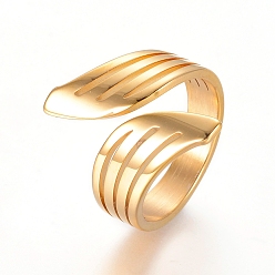 Golden 304 Stainless Steel Finger Rings, Cuff Rings, Open Rings, Golden, Size 7, 17mm