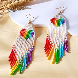 Разноцветный Серьги-сердечки из богемского стекла, с латунными крючками, золотые, красочный, 123x30 мм