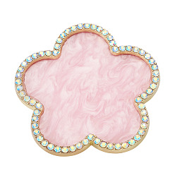 Pink Палитра цветов для нейл-арта из смолы, со стеклянными стразами, цветок, розовые, 7.85x7.85x0.6 см