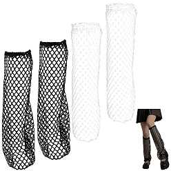 (52) Непрозрачная лаванда 2пары 2цветные носки из полиэстера с рыболовной сетью, гетры для женщин и девочек, разноцветные, 480x205x1~4.5 мм, 1 пара / цвет