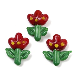 (123L) Белый крем непрозрачный блеск Бусины лэмпворк , цветок, огнеупорный кирпич, 24x17x9.5 мм, отверстие : 1.2 мм