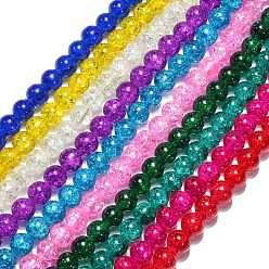 (52) Непрозрачная лаванда Разноцветные стеклянные бусины кракле, круглые, бусины : 12 мм диаметром, около 65 шт / нитка, 29.4 дюйм в длину, Отверстие: около 1.5 мм