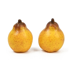 Pear Непрозрачные шарики cmолы, имитация фруктов, темно-золотистые, груша, 20x15x16 мм, отверстие : 1.4 мм
