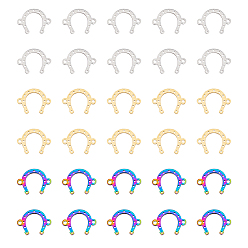 (52) Непрозрачная лаванда 30 шт. 3 стили 201 нержавеющая сталь и соединительные подвески из нержавеющей стали, ссылки на подковы, разноцветные, 10x13.5x0.8 mm и 10x13.5x1 mm, отверстия : 1 mm и 1.2 мм, 10 шт / стиль