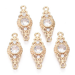 Transparent Messing Micro Pave Zirkonia Links Steckverbinder, Pferd Auge, langlebig überzogen, Licht Gold, Transparent, 19.5x8x3 mm, Bohrung: 1.2 mm