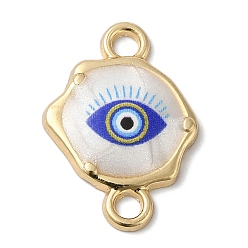 Purple Zinc Alloy Enamel Connector Charms, Golden, Evil Eye Links with Resin, Purple, 20x12x2mm, Hole: 2mm