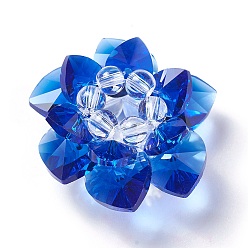 Синий Стеклянные бусины тканые, кассетные шарики, лотос, синие, 35x19 мм, отверстие : 8 мм