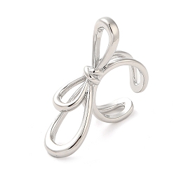 Платина Латунь манжеты кольца, бантом, платина, размер США 6 (16.5 мм)