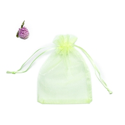 Бледно-Зеленый Прямоугольные сумки для хранения подарков из органзы на шнурке, бледно-зеленый, 18x13 см