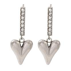 Нержавеющая Сталь Цвет 304 серьги-гвоздики со стразами из нержавеющей стали для женщин, 201 нержавеющая сталь, цвет нержавеющей стали, 31.5x12 мм