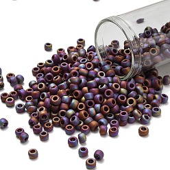 (406F) Matte-Opaque-Rainbow Oxblood Тохо 6/0 круглые бусины, японский бисер, (406 f) матово-непрозрачно-радужная бычья кровь, 4 мм, отверстие : 1.5 мм, Около 840 шт / 50 г