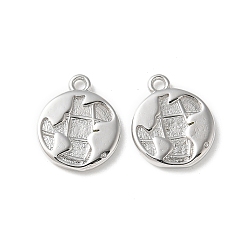 Платина Латунные подвески, плоский круглый шарм, без свинца и без кадмия, долговечный, платина, 12x10.5x2.5 мм, отверстие : 1.2 мм