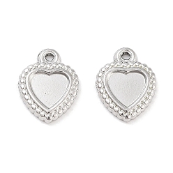 Нержавеющая Сталь Цвет Не тускнеет 304 подвеска из нержавеющей стали кабошон, сердце, цвет нержавеющей стали, лоток : 5x5.5 мм, 11.5x9x1.5 мм, отверстие : 1 мм