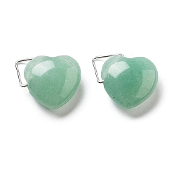 Зеленый Авантюрин Естественный зеленый авантюрин подвески, подвески в форме сердца с латунной фурнитурой платинового тона, 15~16x16~16.5x7.5 мм, отверстие : 2.5~4x4~7 мм