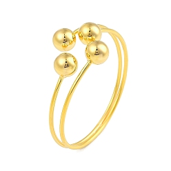 Настоящее золото 22K Круглые латунные открытые браслеты-манжеты для женщин, реальный 22 k позолоченный, внутренний диаметр: 2-3/8 дюйм (6 см)