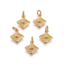 Золотой Сеттинги для кулона (стразов) из латуни , с прыжковых колец, злые глаза, золотые, пригодный для стразов 0.6 мм, 10x10x2 мм, отверстие : 3 мм
