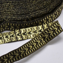 Золотистый Полиэфирные ленты, с галстуком рисунком, золотые, 1/2 дюйм (14 мм), 33 ярдов / рулон (30.1752 м / рулон)