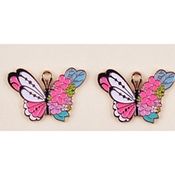 Бабочка Подвески из эмали и сплава, золотые, цветочный шарм, бабочка, 19x28 мм