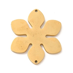 Золотой Ионное покрытие (IP) 304 подвески-соединители в виде цветков из нержавеющей стали, золотые, 24x21x1.2 мм, отверстие : 1 мм