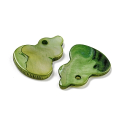 Vert Jaune Teints d'eau douce naturelle pendentifs coquille, charmes de gourde, vert jaune, 20.5~21x15~16x2~3mm, Trou: 1.5mm
