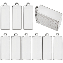 Нержавеющая Сталь Цвет 40 шт. 201 подвески из нержавеющей стали, штамповка пустой метки, прямоугольный шарм, цвет нержавеющей стали, 35x12x1 мм, отверстие : 2 мм