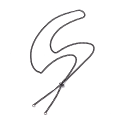 Черный Регулируемые 304 изготовление ожерелья из цепочек из нержавеющей стали, с бусинами-слайдерами, чёрные, 23.62 дюйм (60 см), внутренний диаметр: 0.12 дюйм (0.3 см)