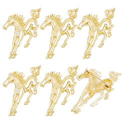 Golden Horse Alloy Lapel Pin Brooches, Golden, 42x34mm