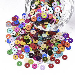 Mixed Color Ornament Accessories, PVC Plastic Paillette/Sequins Beads, Flat Round, Mixed Color, 1.5~4x0.3mm, Hole: 1mm
