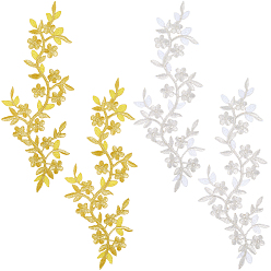 (52) Непрозрачная лаванда 4шт 2 цвета полиэстер гладить/пришивать нашивки, термоклей, аппликации из ткани, цветок, разноцветные, 246x100x1.5 мм, 2 шт / цвет