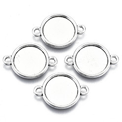 Античное Серебро Настройки соединителей кабошона сплава тибетского стиля, без кадмия и без свинца, плоско-круглые, античное серебро, лоток : 12 мм, 20.5x14.5x1.5 мм, Отверстие : 1.8 мм , около 1075 шт / 1000 г
