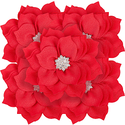 Красный Аксессуары для украшения из полиэстера и стразов, для украшения костюмов, цветок, красные, 77~80x26 мм