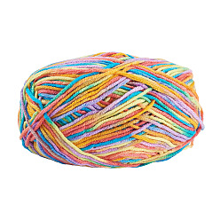 Colorful Polyester Fibers Knitting Yarn, Cashmere Yarn, for Blanket Pillows Craft Crochet Yarns, Colorful, 2mm, about 136.70 Yards(125m)/Skein