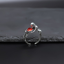 Античное Серебро Сплав горный хрусталь манжеты кольца, русалка, античное серебро, размер США 14 (23 мм)