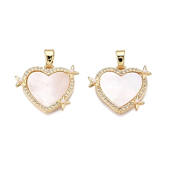 Настоящее золото 18K Латунные микропаве прозрачные подвески с фианитом, без кадмия и без свинца, с оболочкой, сердце прелести, реальный 18 k позолоченный, 19x22.5x4 мм, отверстие : 6x3 мм