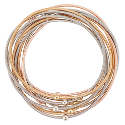 (52) Непрозрачная лаванда 10шт. 3 цвета углеродистая стальная проволока пружинные цепи растягивающийся браслет, браслет с гитарной струной для женщин, разноцветные, внутренний диаметр: 2-1/4 дюйм (5.7 см)