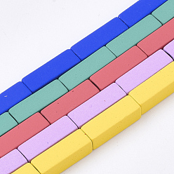 (52) Непрозрачная лаванда Окрашенного распылением немагнитных синтетических нитей гематита бусы, кубоид, разноцветные, 13x4x4 мм, отверстие : 0.5 мм, около 30 шт / нитка, 15.7 дюйм