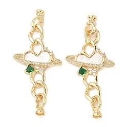 Настоящее золото 18K Застежки-защелки из натуральной латуни, без кадмия, без никеля и без свинца, со стразами, планета сердца, реальный 18 k позолоченный, 67 мм