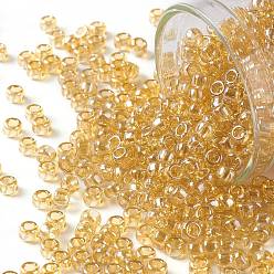 (103) Transparent Luster Light Amber Круглые бусины toho, японский бисер, (103) прозрачный блеск светло-янтарный, 8/0, 3 мм, отверстие : 1 мм, Около 222 шт / 10 г