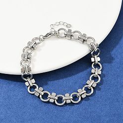 Нержавеющая Сталь Цвет 304 из нержавеющей стали ссылку цепи браслеты, плоско-круглые, цвет нержавеющей стали, 6-3/4 дюйм (17.3 см)