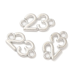 Platinum Alloy Connector Charms, Number 23 Links, Platinum, 9.5x17.5x1.8mm, Hole: 2mm, about 1219pcs/1000g