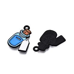 Bottle Подвески из эмалевого сплава с распылением на тему Хэллоуина, без кадмия, без никеля и без свинца, бутылка, 21x15x1.5 мм, отверстие : 1.6 мм