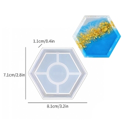 Шестиугольник Чашки коврик силиконовые формы, формы для литья смолы, для уф-смолы, изготовление изделий из эпоксидной смолы, шестиугольник, 71x81x11 мм