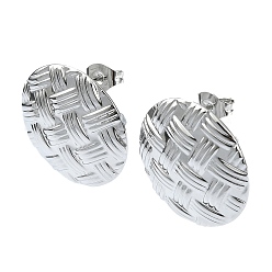 Нержавеющая Сталь Цвет Устойчивые к потускнению 201 серьги-гвоздики из нержавеющей стали, с 304 штифтов из нержавеющей стали, текстурированный плоский круглый, цвет нержавеющей стали, 20 мм