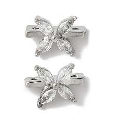 Платина Латунные микро проложить кубического циркония многожильных ссылки, бабочка, стойки покрытие, долговечный, без свинца и без кадмия, платина, 8x11.5x6 мм, отверстие : 1.2 мм
